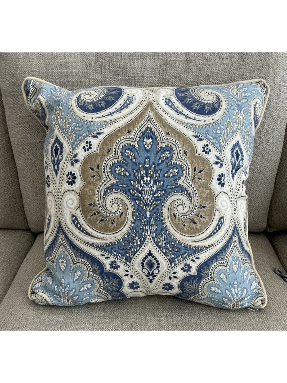 Kravet Latika Delta Blue 20" Throw Pillow Cover Paisley Medallion Zipper